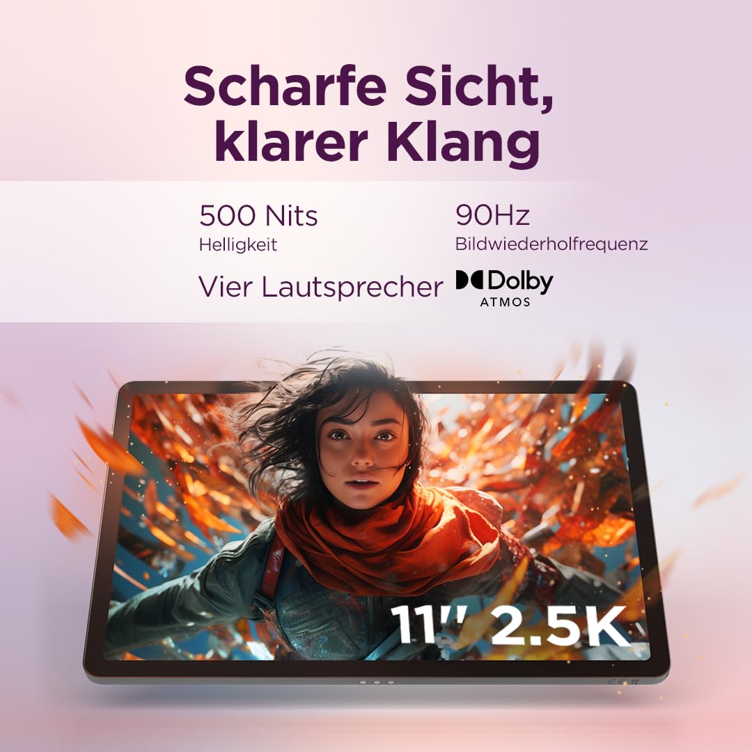 Lenovo Idea Tab Tablet | 11" 2.5K 16:10 LCD Display | MediaTek Dimensity 6300 | 8GB RAM | 128GB Speicher | Android 15 | Luna Grey | inkl. Lenovo Tab Pen 8