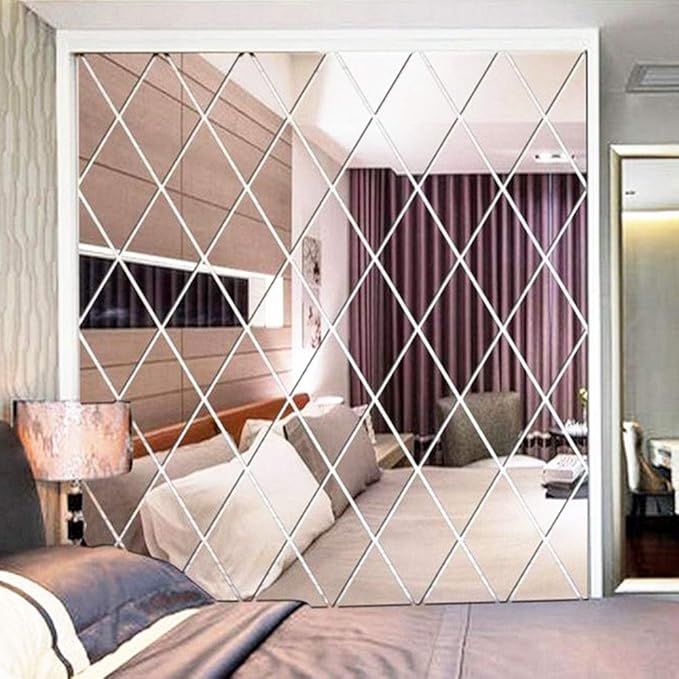 58 PCS 3D Mirror Wall Sticker, Self Adhesive DIY Wallpaper Mirror Mural