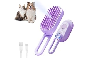 PSKONTORORA Cat Steam Brush for Shedding, 3 in 1 Cat Steam Brush with Foldable Handle, Steam Brush for Cats Dogs, Spritz Defur Comb for Cats, Water Brush for Cat, Pet Spray Hair Removal Comb