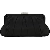 CHARMING TAILOR Classic Pleated Satin Clutch Bag Diamante Embellished Formal Handbag for Wedding/Prom/Black-Tie Events