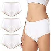 Carer Incontinence Underwear for Women 3 Pack Women’s Incontinence Briefs Washable Reusable Leak Proof Underwear for Women Incontinence Panties Leak Protection (White, Large)