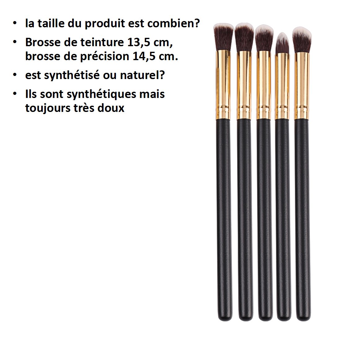 Pinceaux de maquillage, 10 pièces de brosses de maquillage cosmétiques, Brosse à Blush de 10 pièces, Pinceau aux yeux, aux lèvres, aux joues,Outils cosmétiques à Pinceau de Poutre Correcteur (Poignées Noires)
