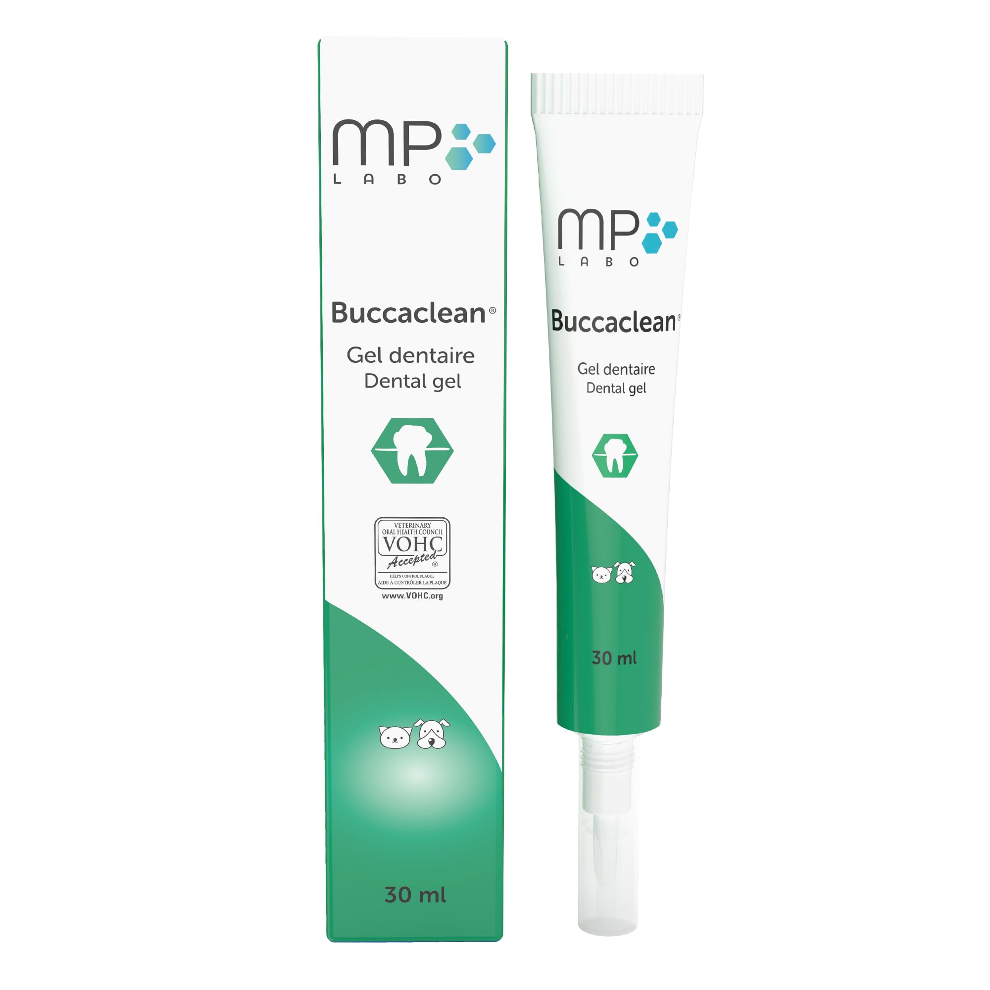 MP Labo Buccaclean® Gel 30 ml - Dental Gel for a Healthy Mouth and Soothed Gums - Dogs and Cats - VOHC® Seal of Acceptance Awarded for Dogs: “Helps Control Plaque”