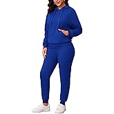 CLOCOR Womens 2 Piece Outfits Sweatsuits - Tracksuit Set Long Sleeve Crop Top & Drawstring Wide Leg Pants with Pockets