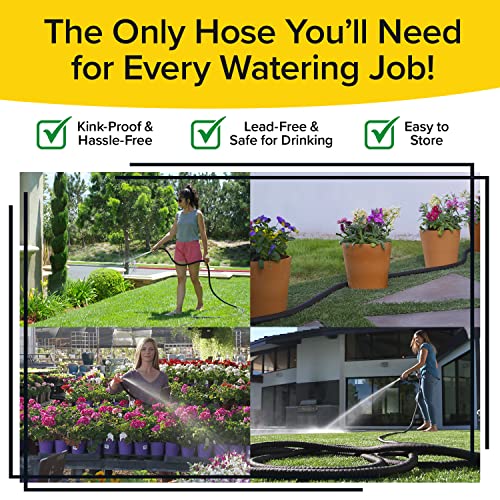 Pocket Hose Silver Bullet 75 ft Turbo Shot Nozzle Multiple Spray Patterns Expandable Garden Hose