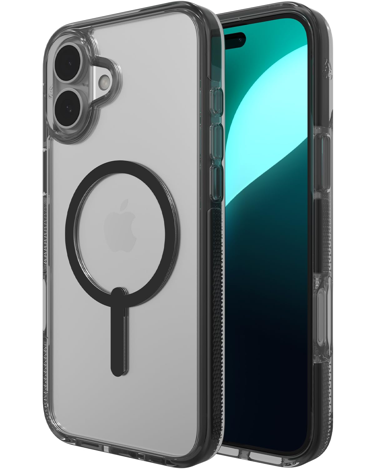 ZAGG Santa Cruz Snap iPhone 16 Plus Case – MagSafe Compatible, 13ft Military-Grade Drop Protection, Graphene Reinforced, Anti-Scratch, Slim, Lightweight, 70% Recycled Content, Clear with Black Accents Image