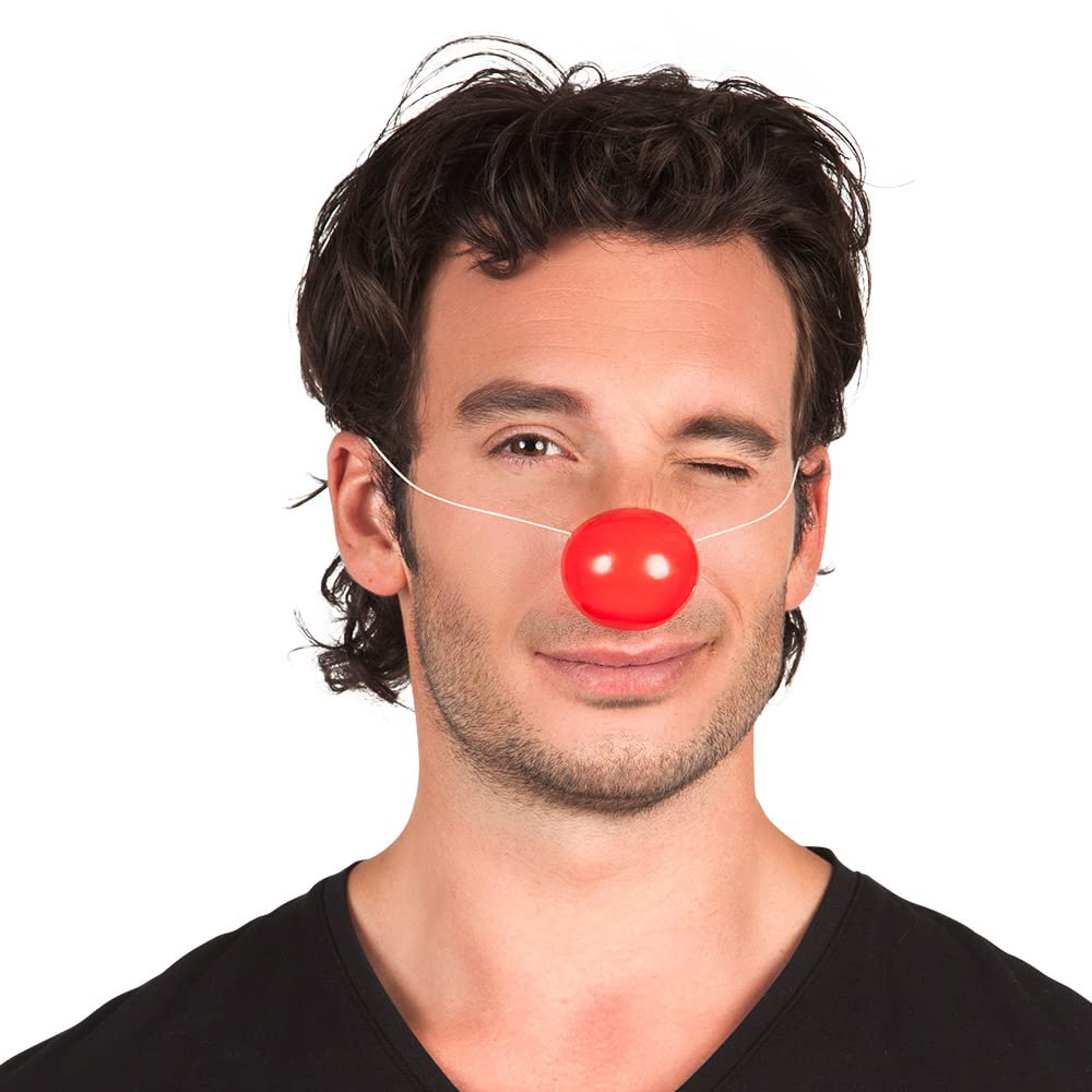 Boland Red Plastic Clown Nose – Pack of 24 with Elastic Band – Fancy Dress Costume Accessory for Parties, Carnivals, Festivals & Theme Events