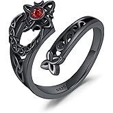 DRINSPER Hecate Triple Moon Witches Knot Ring for Women 925 Sterling Silver Moonstone Gemstone Celtic Pentacle Rings Adjustable Open Hekate Wiccan Witchy Magic Amulet Jewelry Gifts