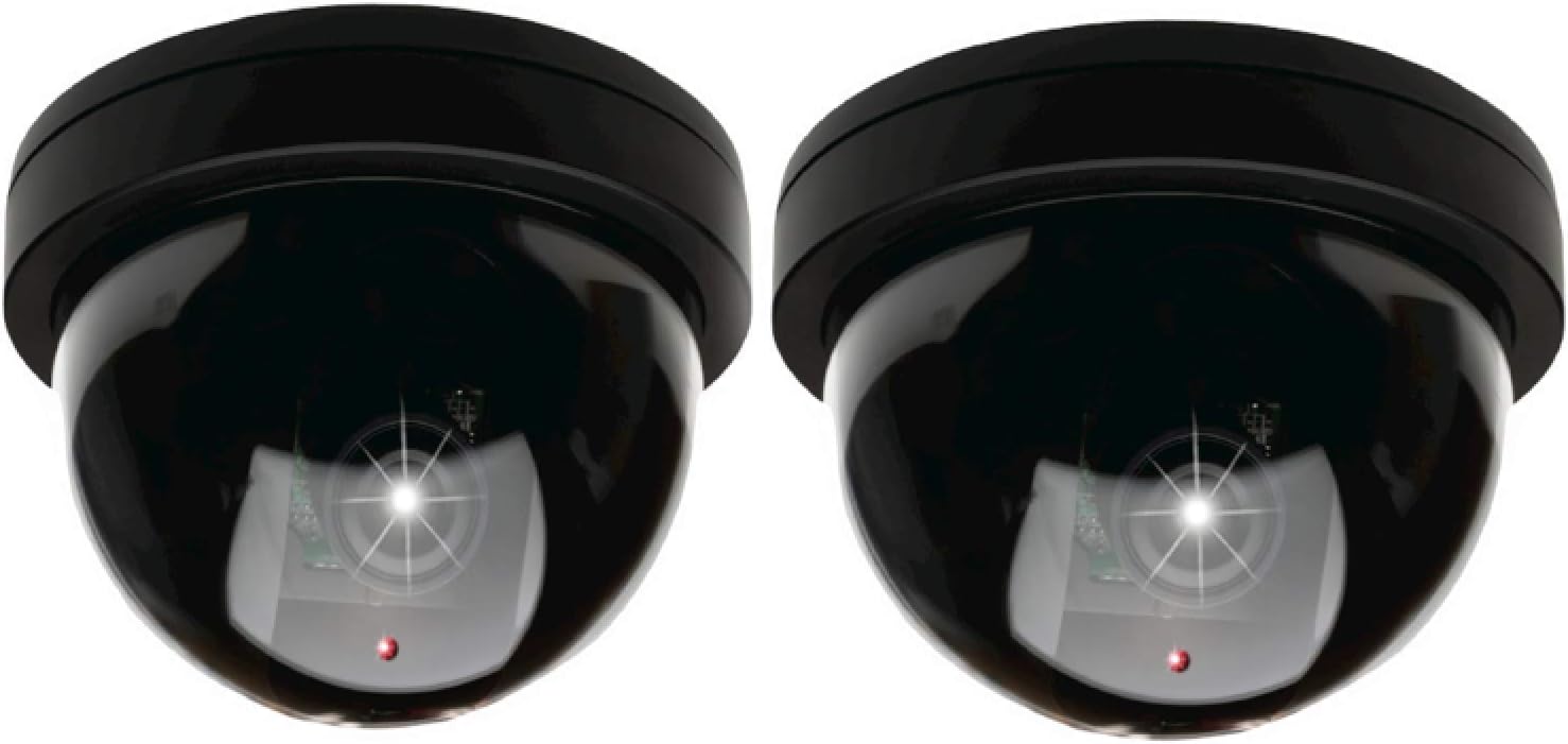 London Empire ® 2 x Fake Dummy CCTV Dome Security Camera Flashing LED Indoor Outdoor Warning Sign