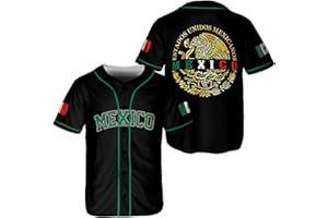 BOZENTIM Mexico Baseball Jersey Shirts, Jersey De Mexico Flag Jersey for Men Women, Mexican Eagle Unisex Shirt Sports Gifts