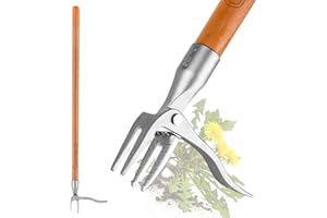 Cootack Stand-Up Weed Puller Tool with Long Handle, 45" Manual Long Handle Weeder with Stainless Steel Claw Head, Easily Remove Garden/Yard Weeds Without Bending or Kneeling