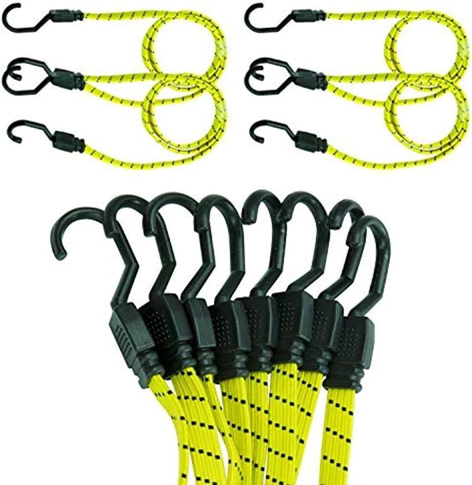 Highest Quality Flat Bungee Cords 4 PCS | 48" inch Total Length with Adjustable Length Hooks | Hand Carts, Dolly, Cargo, Moving, Camping,