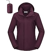 Outdoor Ventures Women's Rain Jacket Lightweight Packable Waterproof Rain Coat with Hood for Travel Golf Hiking Windbreaker
