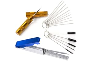 Gzingen Kit d'outils de nettoyage pour aérographe - 13 fils - 10 aiguilles de nettoyage, 5 brosses en nylon, 1 aiguille de la
