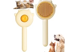 QUBCCUM Cat Brush, Pet Hair Cleaner Brush, Pet Grooming Cat and Dog Brush, Magic Pet Comb, Self Cleaning Massage Brush, Cat Grooming Brush, Cat Shedding Brush, Cat Brush for Long Short Hair (yellow)
