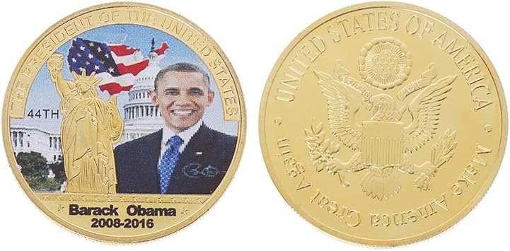 Fugift Prasident Obama Gedenkmunze Freiheitsstatue Gold Silber Kunstsammlung Amazon De Spielzeug