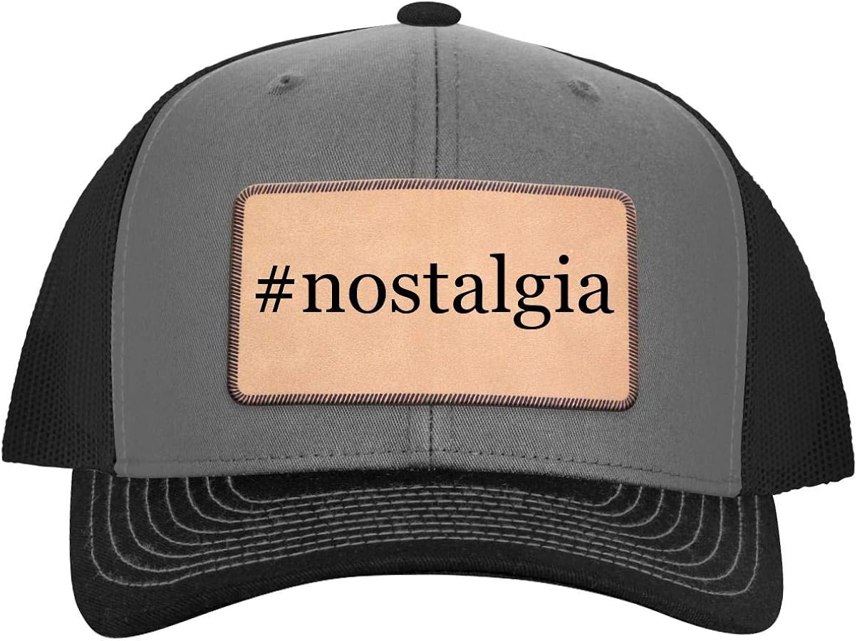 #Nostalgia - Leather Hashtag Light Brown Patch Engraved Trucker Hat