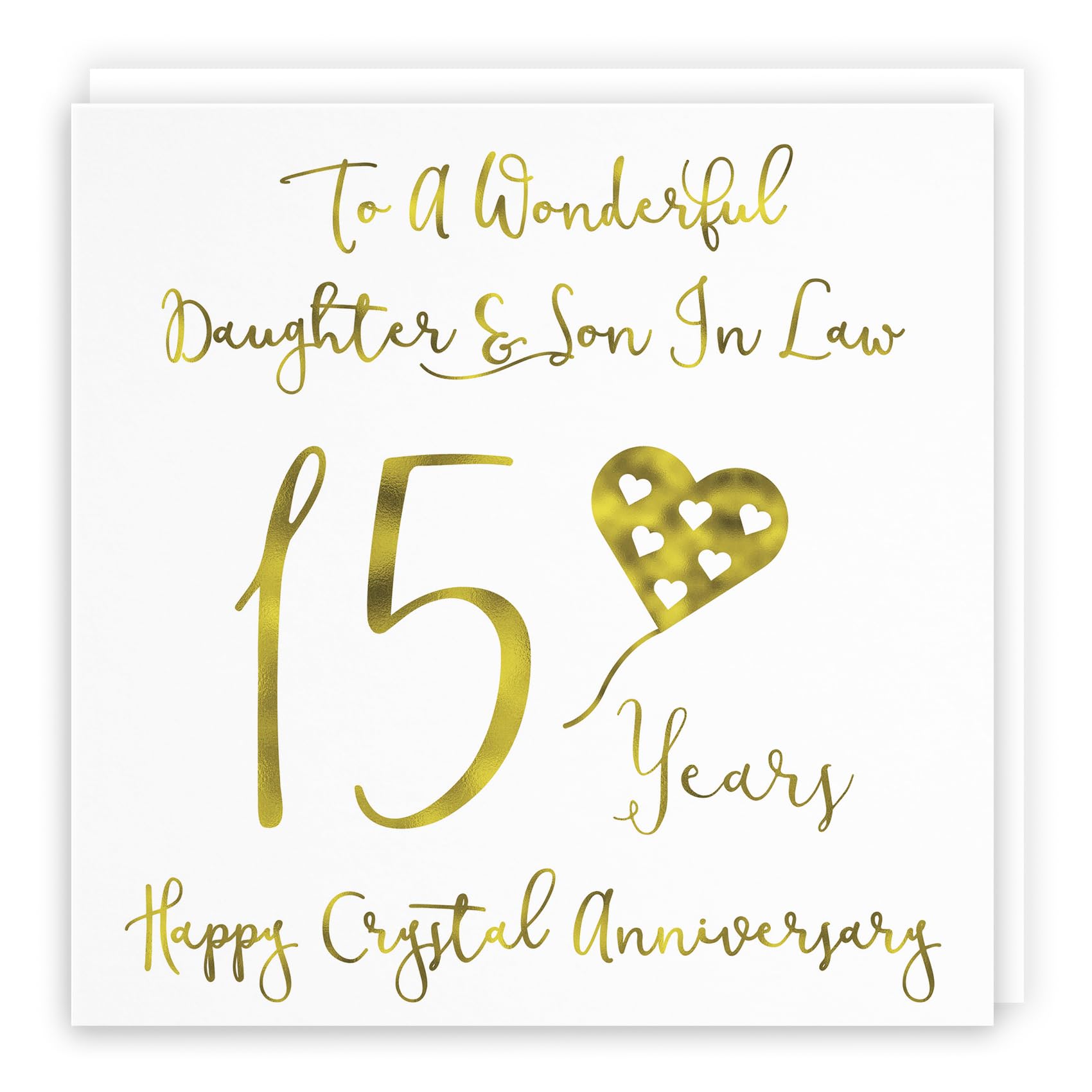 Hunts England - Large Daughter And Son In Law 15th Anniversary Card - To A Wonderful Daughter & Son In Law - 15 Years - Happy Crystal Anniversary - Milano Collection - Large - 210 x 210 mm — image 1