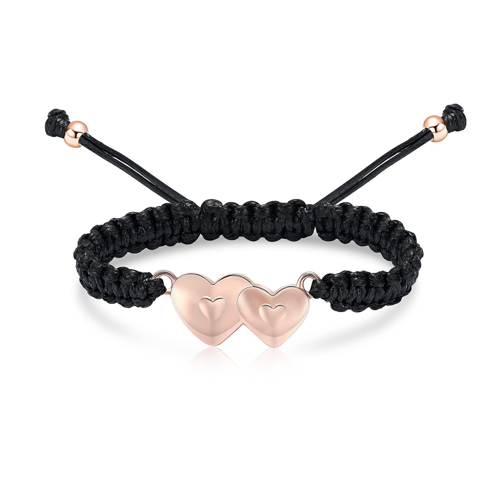QGJNSGC Double Heart Cremation Bracelet for Women Urn Ash Bracelet Forever in My Heart Urn Memorial Jewelry for Loss of Loved Ones Pet Funeral Keepsake Gift (Rose gold)