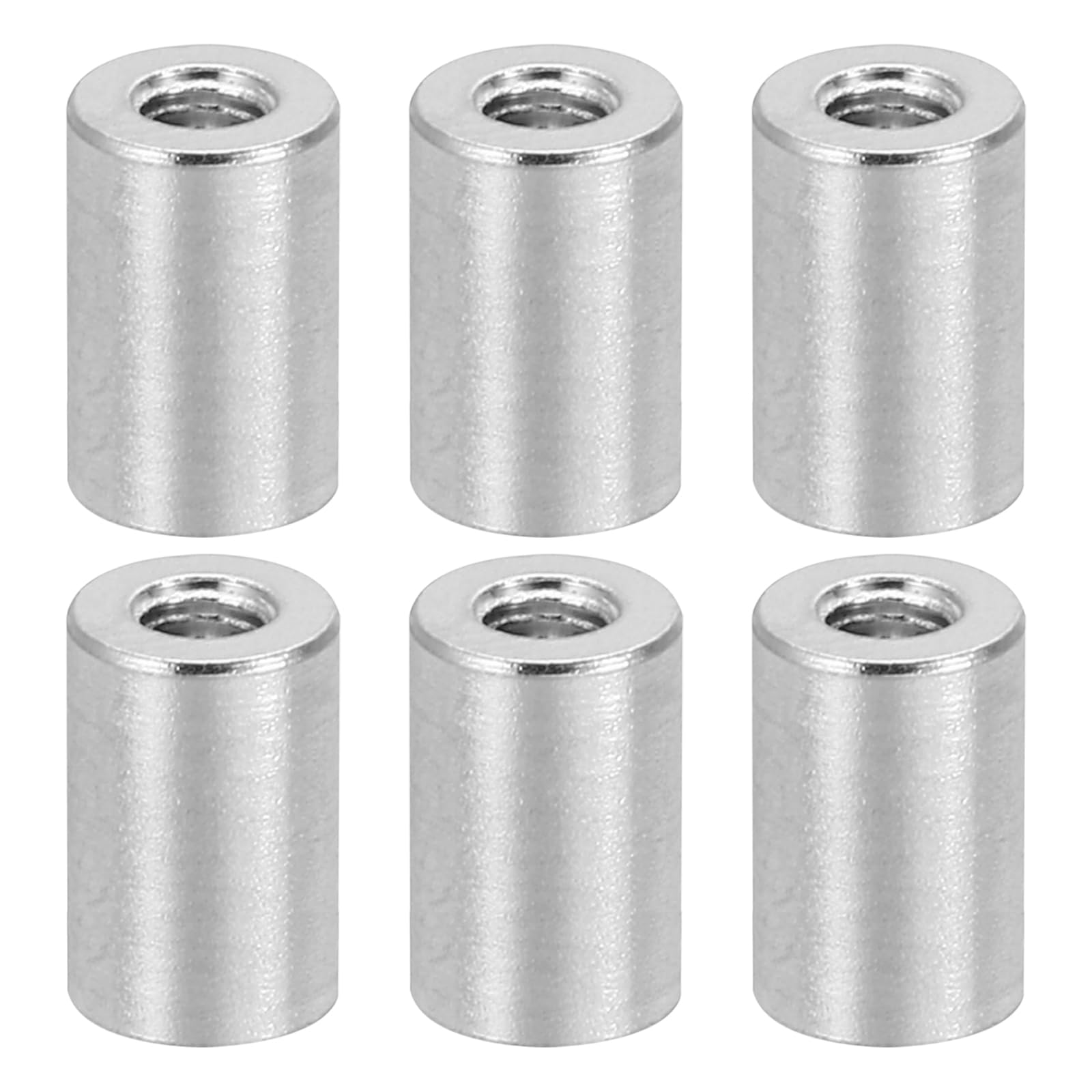 PATIKIL 12pcs M3 Metal Threaded Standoff Spacer Nuts, Round Aluminum Spacers Female Coupling Screws, 1/8" ID x 1/4" OD, Silver, (10mm L)