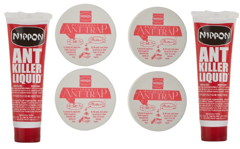 Ant Control System with 2 Traps and 25g Ant Killer Liquid (Pack of 2 (4 Traps & 2 x 25G Tube))
