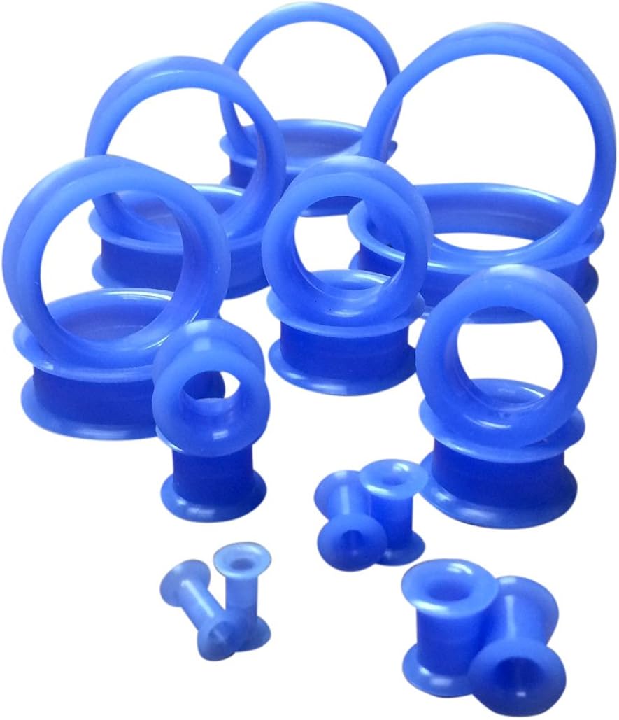 Pair of Light Blue Soft Silicone Ear Tunnels Plugs up to Size 50mm
