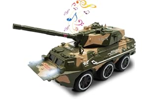 OTONOPI Tank Toys for Boys Military Truck Armored Tank Army Car Battle Model Truck Pull Back Toy Vehicle with Lights and Sounds for Kids Birthday Christmas Party Gift and Collection
