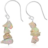 Natural Raw Fire Opal Earring In 925 Sterling Silver, Rough Gemstone Earring, Ethiopian Opal Rough, Stone Earring, Birthstone, Gift For Her