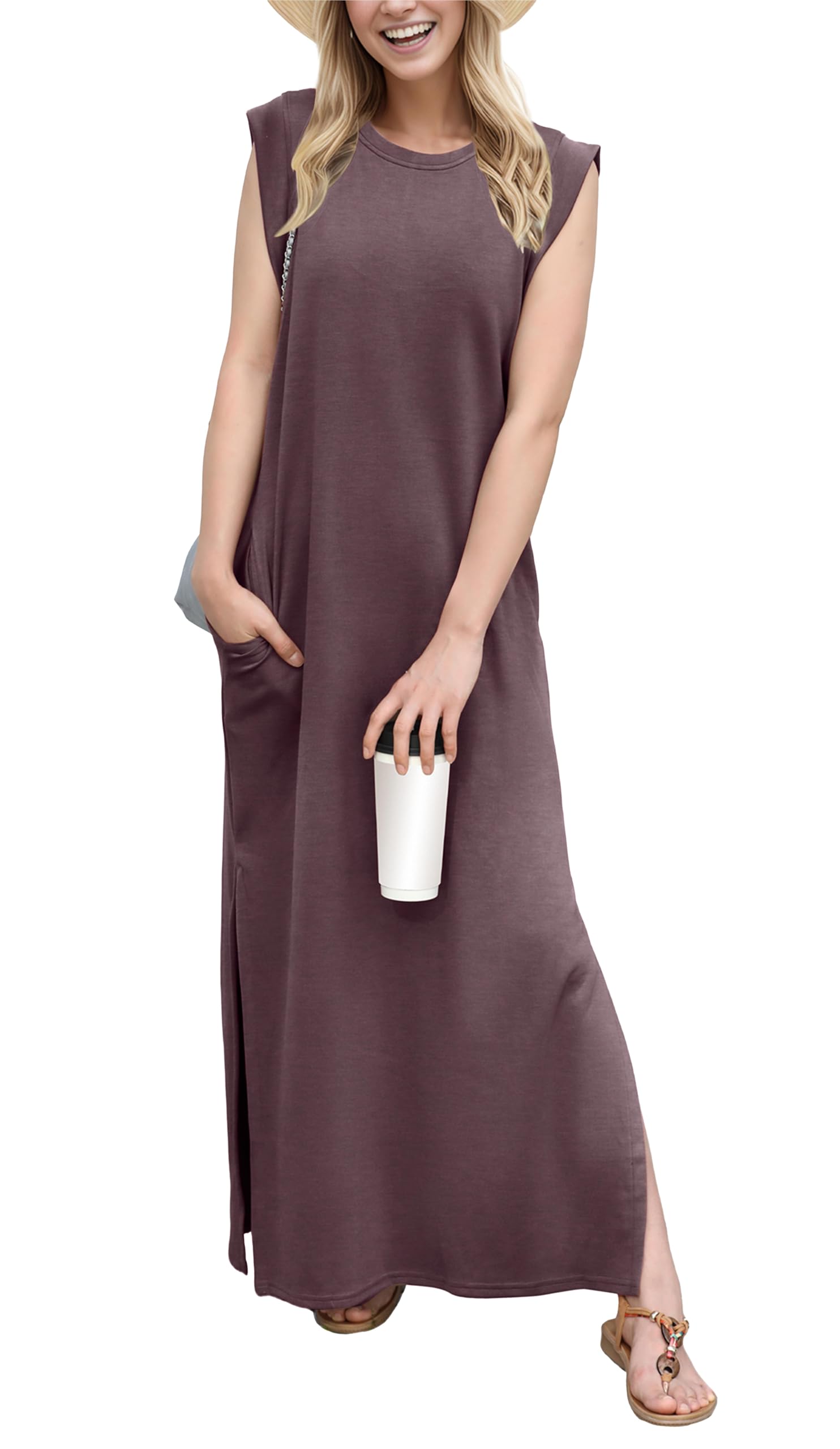 GRECERELLE Womens Summer Casual Loose Split Long