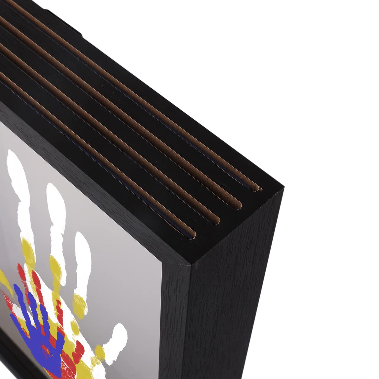 Family Handprint Kit, DIY Craft Keepsake Wooden Frame, Endless Gift Set, Non-Toxic Paints, Transparent Sheets (Black)
