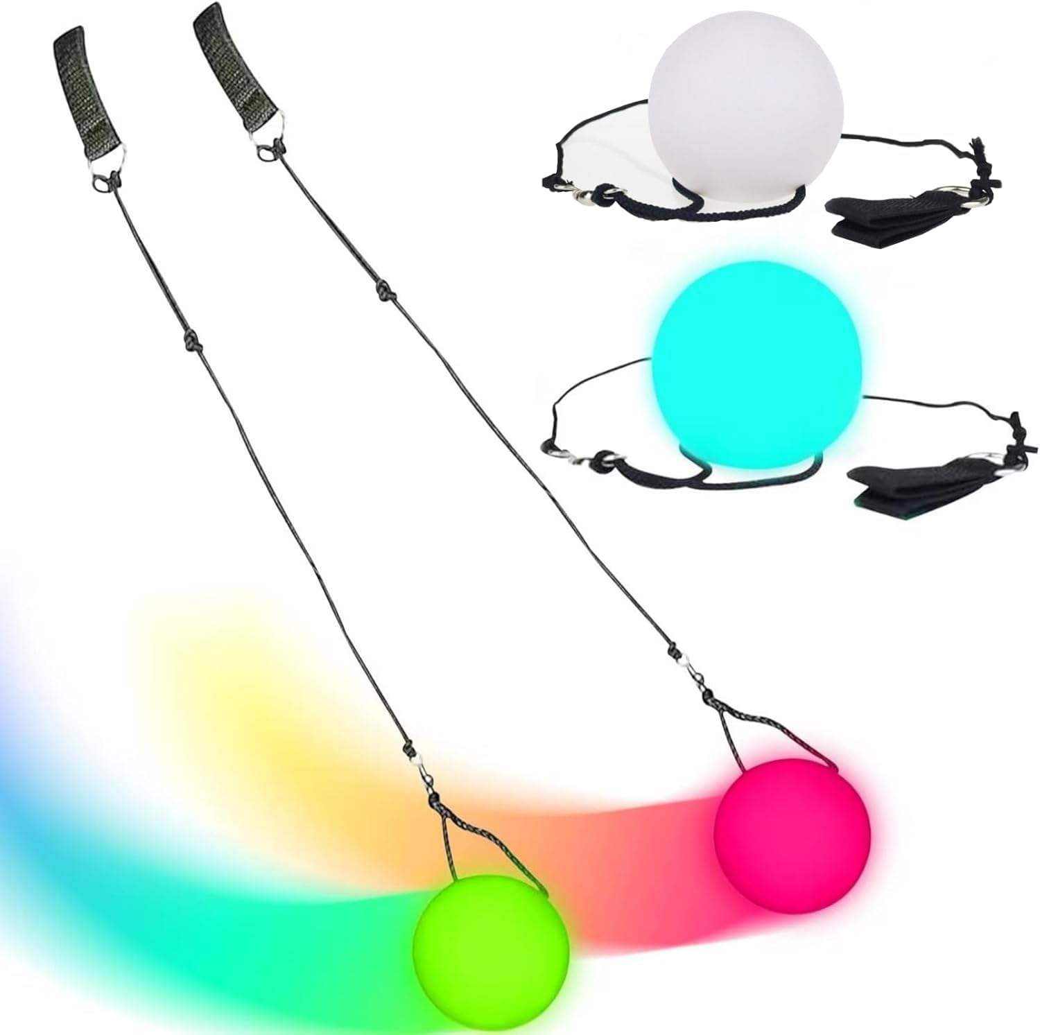 OFKPO One Pair LED Glow POI Juggling Thrown Balls PVC Colorful Ball for Indoor or Outdoor Play