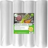 EverFresh 11" x 25' Vacuum Sealer Rolls, 4 Pack | 15% THICKER Embossing | Compatible with FoodSaver Machines, BPA Free, Commercial Grade Food Sealer Bags