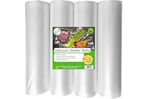 EverFresh 11" x 25' Vacuum Sealer Rolls-Vacuum Sealer Bags-Vacuum Sealer Machine-Food Sealer Bag-Rolls Compatible with FoodSaver Machines-4 Pack-15% thicker embossing than leading supplier.