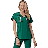 Eipnare Scrub Tops for Women - V-Neck Top Scrubs with 4 Pockets, Soft Fabric Women’s Medical Scrub Top, Easy Care