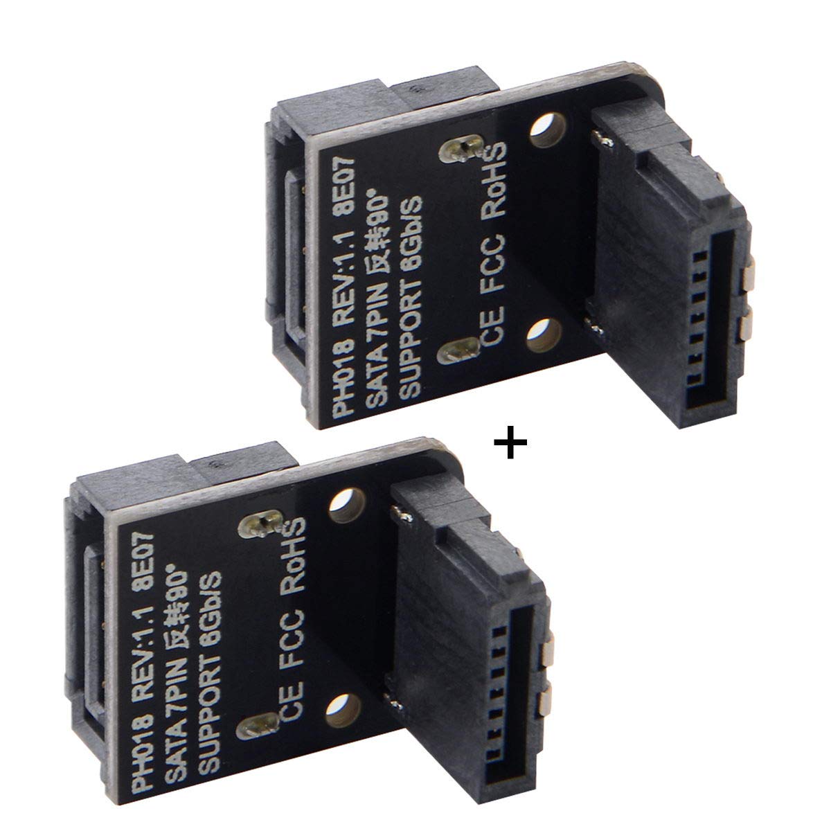 Cablecc SATA 7Pin Female to 7pin Male Up 90 Degree Angled Adapter Mainboard Motherboard for Desktops SSD HDD