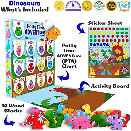 LIL ADVENTS Potty Time Adventures Dinosaurs with 14 Wooden Block Toy