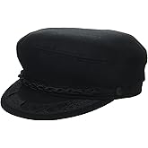 Aegean Black Adult Unisex Wool Fisherman's Cap - Newsboy Cap - Solid - Fall, Winter