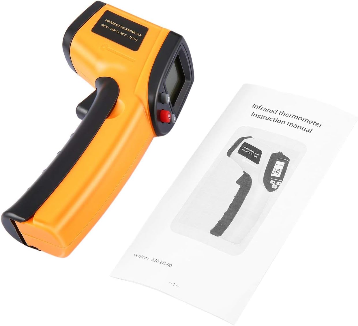 Elviray Non-Contact Digital LCD Infrared Thermometer Gun IR Laser Point Thermal Infrared Imaging Temperature Handheld Meter Pyrometer