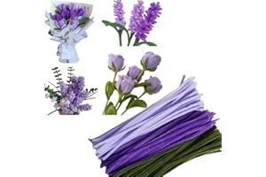 RSACCSKY 300 Pcs Thick Pipe Cleaners Craft Supplies 3 Assortment Pastel Macaron Purple Green Yellow Color Chenille Stems for Art and Craft Projects Creative DIY Decorations (Purple&Yellow&Green-300pcs)