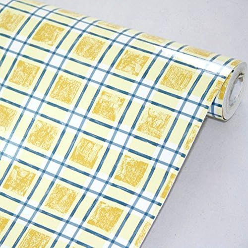 SimepleLife4U Removable Shelf Lining Paper DIY Drawer Liner 17.7 Inch by 13 Feet, Yellow-Blue Checker