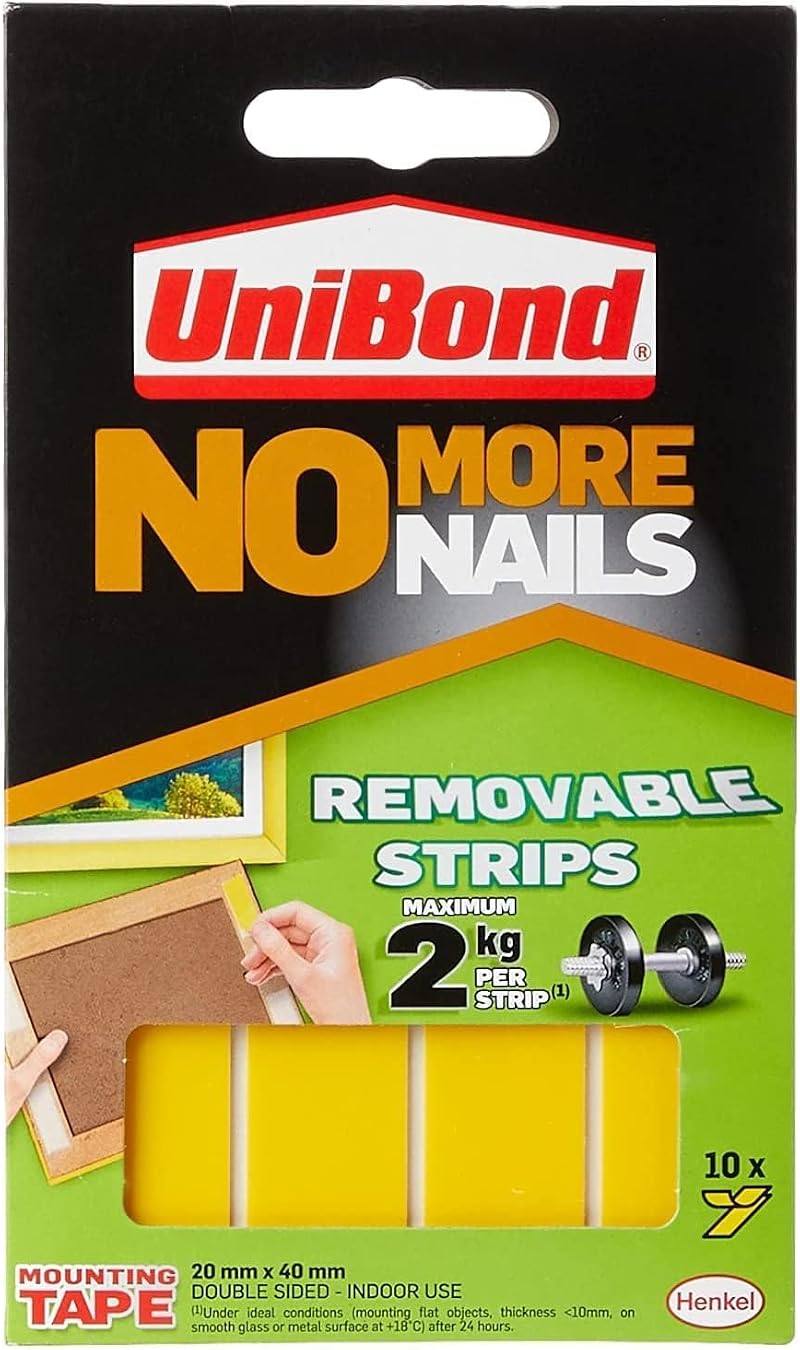 Unibond No More Nails Removable Picture Hanging Strips 10 Pack Translucent Tape