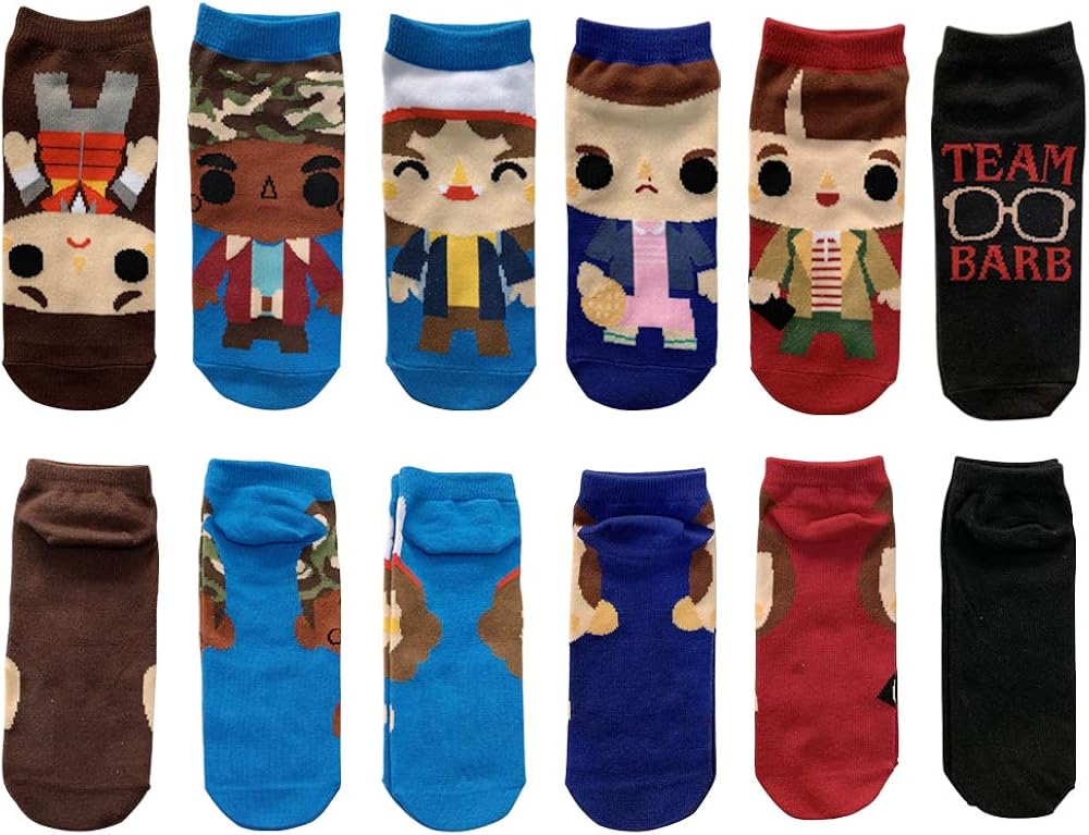 Vercico 6 Pack Ankle Socks Teen Women Stranger Novelty Things Socks Set No Show Low Cut Girls Casual Socks: Clothing