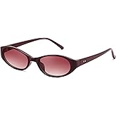 FEISEDY Retro Oval Womens Sunglasses, Trendy Skinny Y2K 90s Small Sunnies | Lightweight Thin Frame, Narrow Chic Fashion Cat Eye Sun Glasses B9177