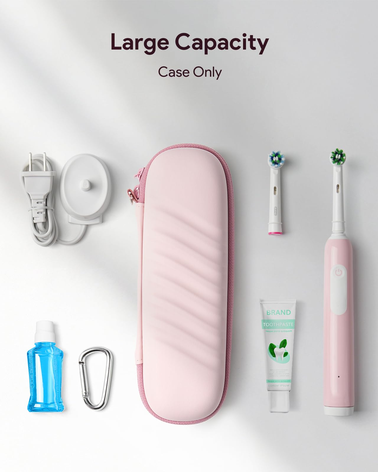 SQERO 2.0 Elektrische Zahnbürste Reiseetui, Kompatibel mit Oral B/Oral-B Pro/Philips Sonicare Zahnbürsten, Tragbare Zahnbürstentasche, Schrägstreifen, Wasserdicht (Rosa) 6