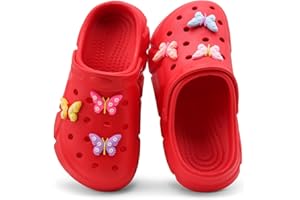 HOEASE Cute Butterfly-Themed Lightweight Girls' Clogs, Platform Soft Sole Closed Toe EVA Home Garden Clog Shoes, Two-Way Wear Breathable Beach Clogs, Trendy Non-Slip Slip-On Sandals for Outdoor Indoor
