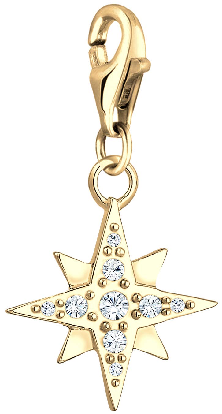 Nenalina 0403122619 Star Charm Gold-Plated 925 Sterling Silver for Women with Crystals, fits All Standard Charm Bracelets