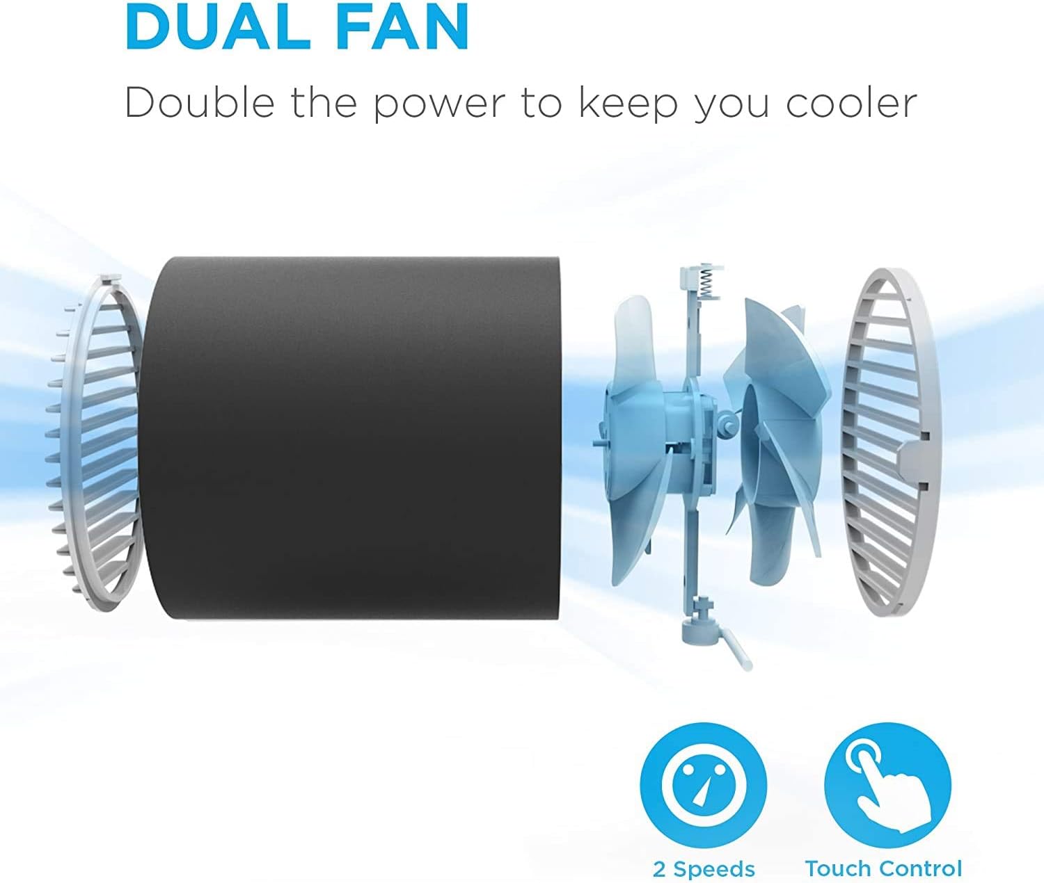 Fancii Small Personal Desk USB Fan, Portable Mini Table Fan with Twin Turbo Blades, Whisper Quiet Cyclone Air Technology - for Home, Office, Outdoor Travel (Black): Home & Kitchen