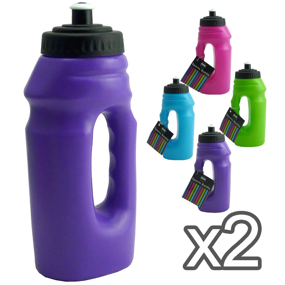 New Plastic Sports And GYM Water Bottle With Handle for easy use on the go - It holds 700 ml Fluid (Purple, Pack of 2 - Sports Bottles)