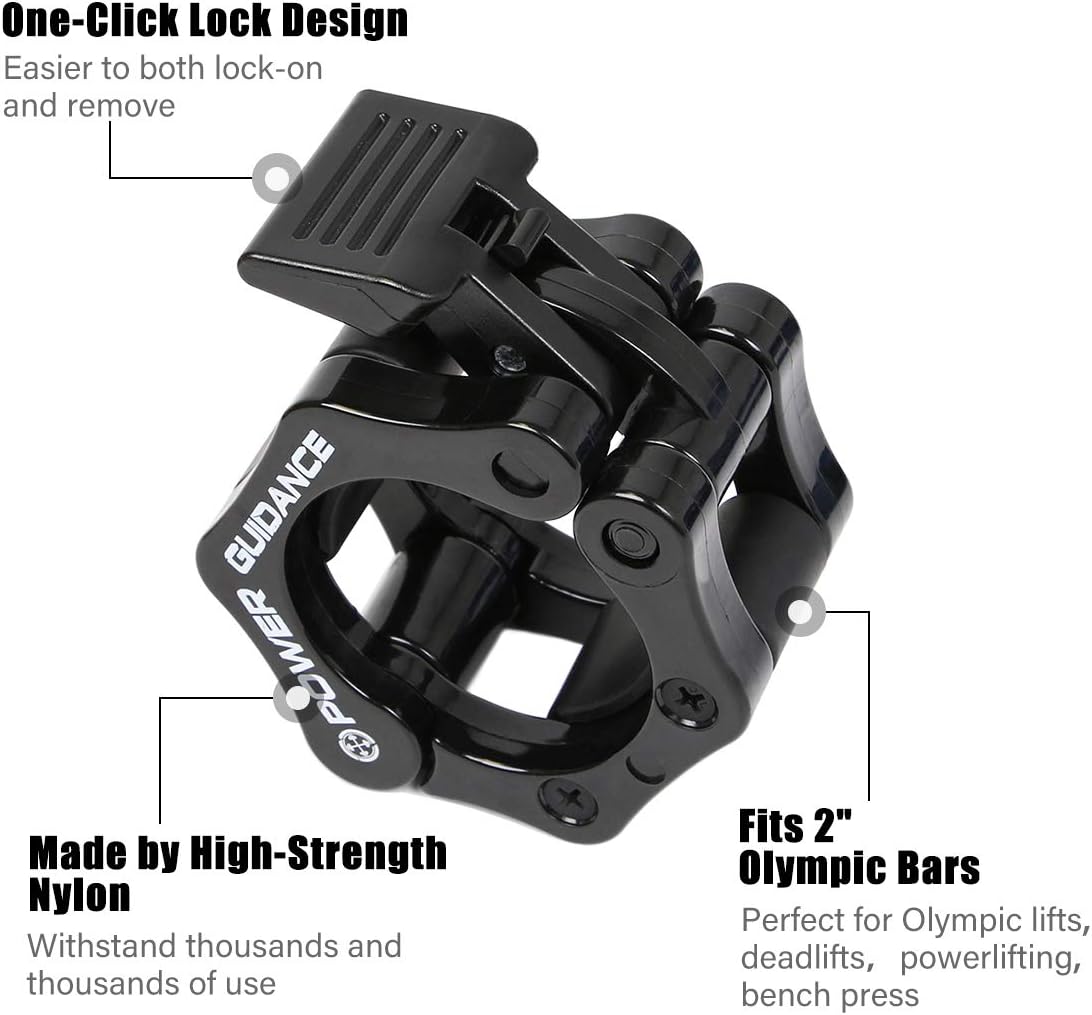 POWER GUIDANCE Weightlifting 50mm 2 inch Barbell Clamp Collar, Quick Release Pair of Locking 2" Olympic Bar - Image 3