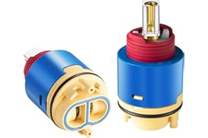 TANXURY (1Pack) JH02BJ HL-40 Shower Cartridge Replacement,40mm Ceramic Pressure Balance Cartridge,for Tub and Shower Faucet Valve,Blue, Red